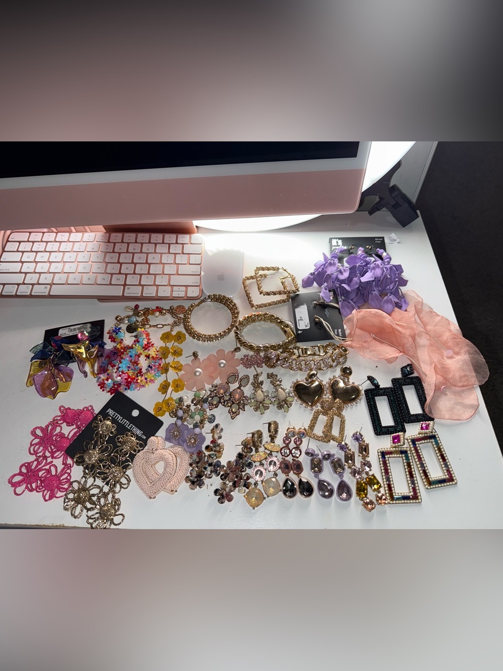 Mixed Fashion Jewelry Lot in Gold, Pink, Purple